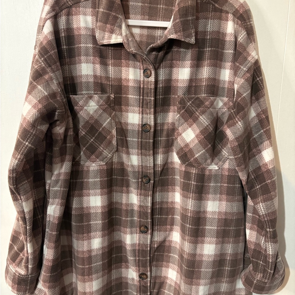 Maurices soft plum dusty rose in Plaid Shirt shacket